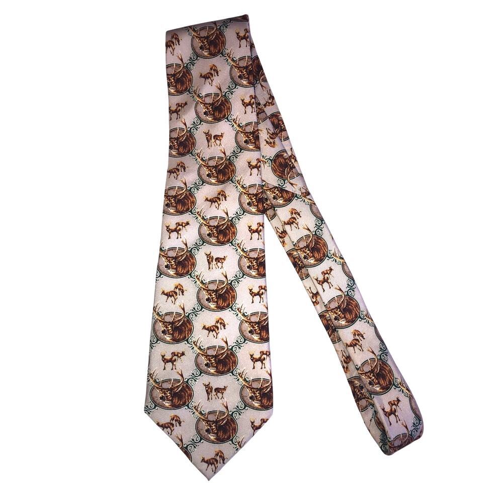 Vintage Bucks Does Stag Silk Mens Tie Reindeer Jon Q Wright Artist 2004